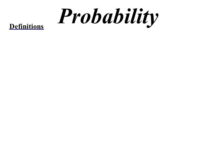 Probability Definitions 