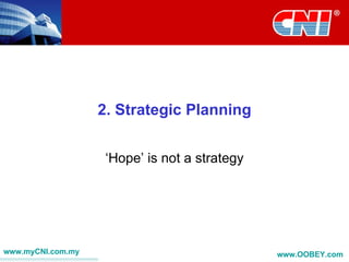 2. Strategic Planning


                    ‘Hope’ is not a strategy




www.myCNI.com.my                               www.OOBEY.com
 