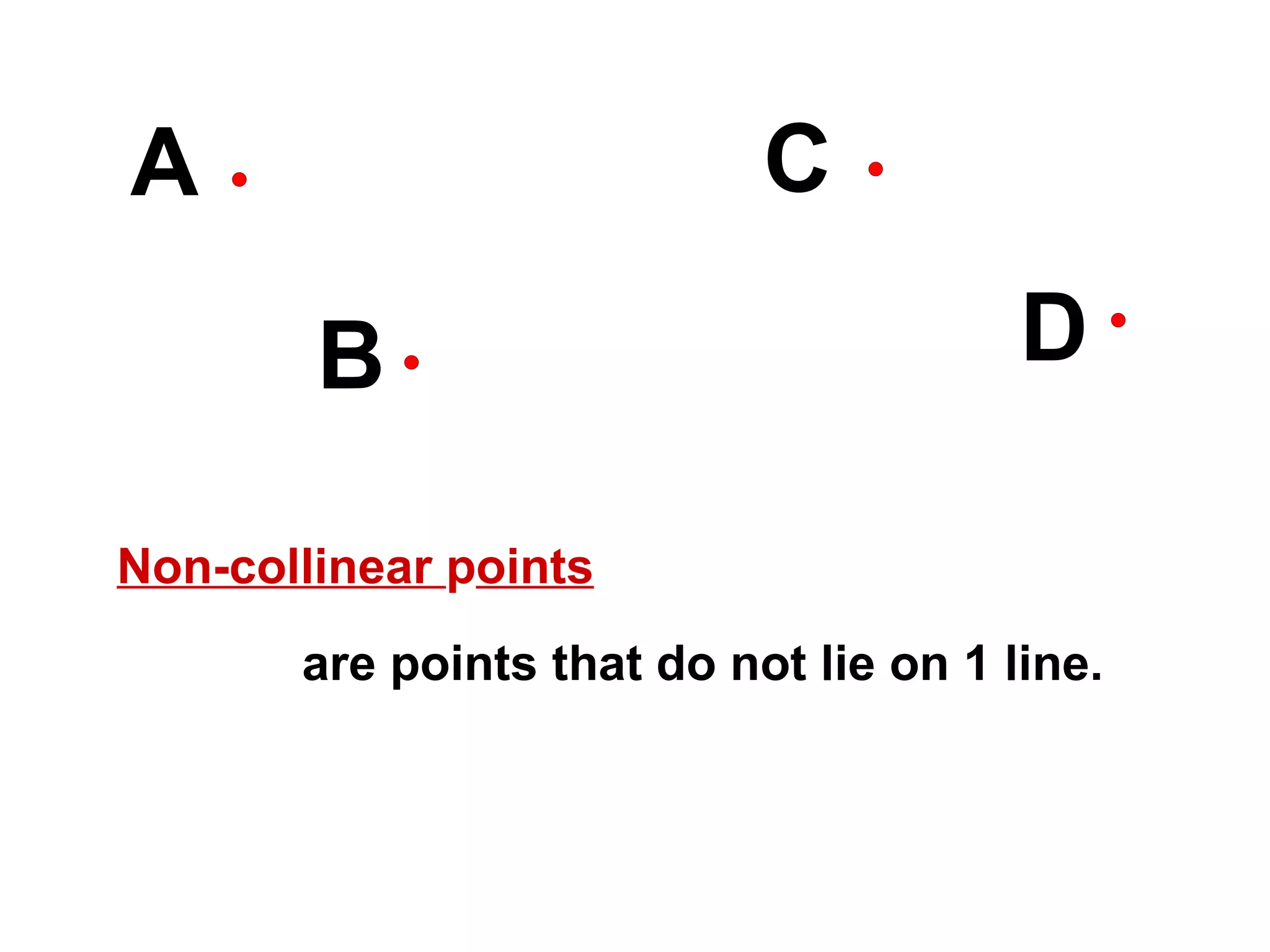 Non-collinear  p oints are points that do not lie on 1 line. 