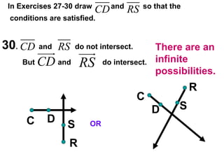 30 .  and  do not intersect. OR C R D S R D C S In Exercises 27-30 draw  and  so that the conditions are satisfied. But  and  do intersect.  There are an infinite possibilities. 