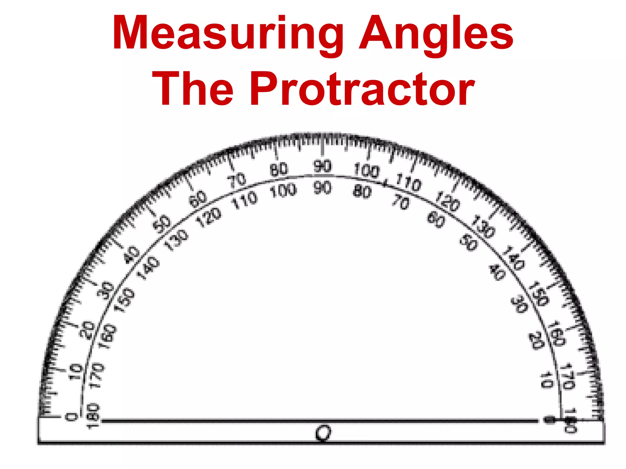 Measuring Angles The Protractor 
