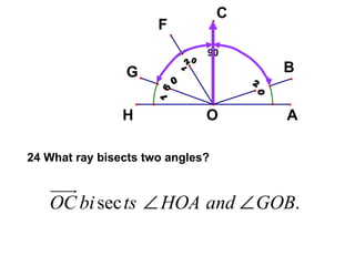 90 120  160  20  24 What ray bisects two angles? 