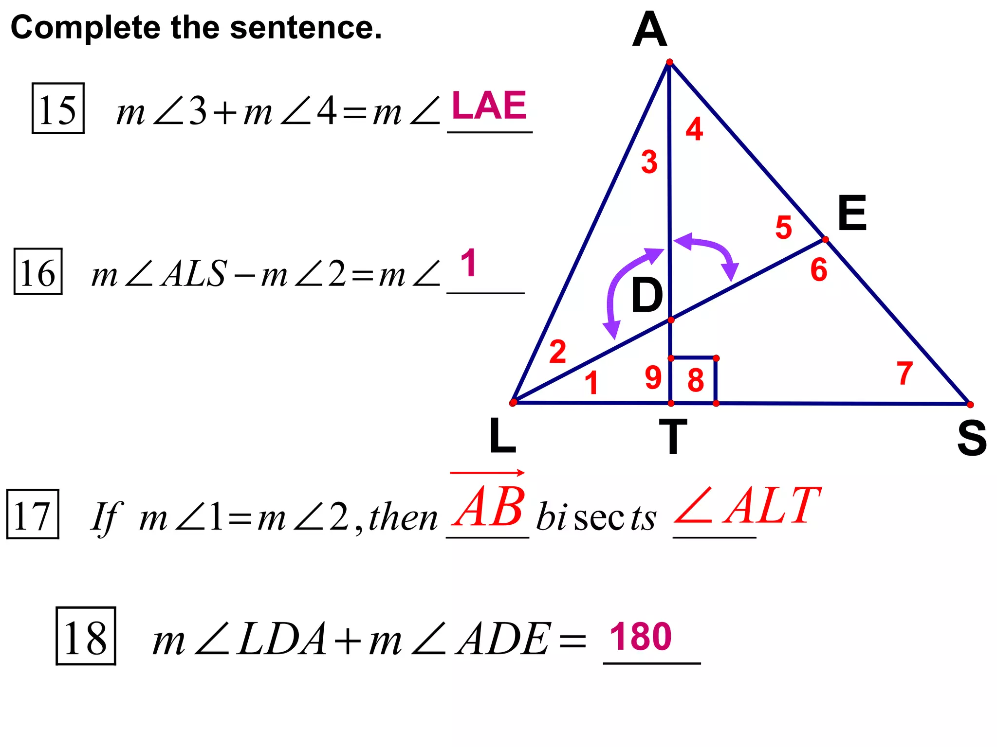 Complete the sentence. LAE 1 180 