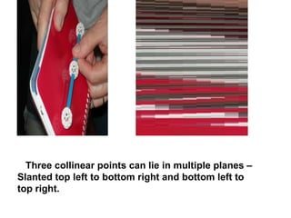 Three collinear points can lie in multiple planes – Slanted top left to bottom right and bottom left to top right. 