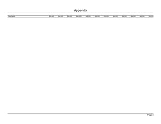 Appendix
Total Payroll   $46,500   $46,500   $46,500    $46,500   $46,500   $59,500   $59,500   $64,500   $64,500   $64,500   $64,500    $64,500




                                                                                                                               Page 3
 