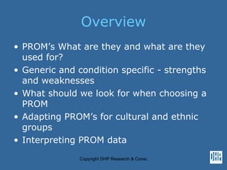 Proms Outcomes Example An Introduction Patient Reported Outcome Measures (PROMS) | PPT