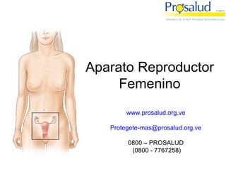 Aparato Reproductor Femenino www.prosalud.org.ve [email_address] 0800 – PROSALUD (0800 - 7767258) 