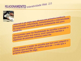 RELACIONAMENTOInteratividade Web  2.0