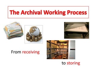 The Archival Working Process From receiving to storing 