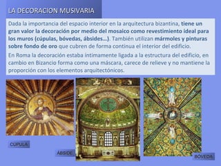 ÉPOCA ICONOCLASTA (SIGLOS VIII-IX)
En el siglo VIII, el movimiento iconoclasta (contrario a la representación
de imágenes) supone una interrupción en el desarrollo de las artes
figurativas.

Razones: de tipo religioso tales como evitar la iconolatría y
         salvaguardar la pureza de la fe;
         de tipo político, ya que el culto de los iconos tenia su
         principal apoyo en los monasterios y estos habían crecido en
         numero riqueza y poder.

A ello hay que añadir la influencia del judaísmo y de la religión
musulmana, así como la acción persecutoria de los dominadores árabes
en los territorios arrebatados a Bizancio.

Aunque la actividad artística no se interrumpió por completo, sin
embargo se limitó a la representación de cruces, ornamentos y temas de
culto al emperador; aparece también una tendencia a motivos abstractos
(por influencia persa y musulmana).
 
