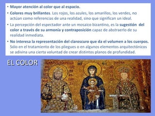 El río se representa a
base de líneas paralelas
y onduladas.
La Naturaleza no se
representa por sí misma
sino como algo que
contribuye a identificar
una determinada
escena o que coopera a
la composición de las
formas.


        HOSIOS LOUKAS:
        San Lucas, el Steirio
 