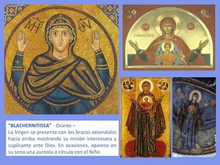 A partir del año 431, en que el Concilio de Éfeso condenó a los herejes
nestorianos por negar que la Virgen fuese la Madre de Dios –THEOTOCOS-
, se representó también su figura en la cabecera de la Iglesia.
 