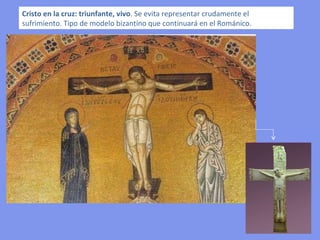 Conjuntos alusivos a ciclos de la vida de Jesús (Encarnación, Pasión, Resurrección),
  de la Virgen María (Asunción), los Sacramentos (Bautismo, Eucaristía), etc.

 ICONO DE
 MARFIL: LA
 DORMICIÓN
 DE LA
 VIRGEN


Asunción de la
Virgen: se
representa
como
Dormición, la
Virgen en el
momento de
morir, cuya
alma,
representada
en forma de
cuerpo de niña
es tomada por
Jesucristo para
transportarla al
cielo.
 