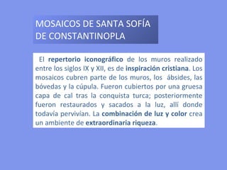 Cristo en la cruz: triunfante, vivo. Se evita representar crudamente el sufrimiento.
Tipo de modelo bizantino que continuará en el Románico.
 