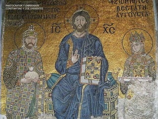 FINALIDAD DE LA ICONOGRAFÍA BIZANTINA

Los conjuntos iconográficos del arte bizantino no se pueden comprender sin
ligarlos a los ideales cristianos, se trata por tanto de una iconografía
religiosa, cuya finalidad y sentido es:

a)Ofrecer una visión decorativa de las principales líneas teológicas. Finalidad
didáctica: mediante imágenes se enseña a los que desconocen la escritura.
Familiarizar a las personas con cultura con las personajes sagrados.

b) Servirse de la imagen o figura humana, por ser la más digna del Cosmos al
haberla elegido Dios para encarnarse su Hijo, para representar a Cristo, La
Virgen María, Apóstoles, Santos/as, etc. Pero esa representación posee ciertos
rasgos de abstracción y desmaterialización, porque los cuerpos simbolizan el
alma.

c) Litúrgica: acercar a los fieles al significado de los actos de culto.

d)También ideológica, señalando la imagen de Dios que tenían las personas de
esta época.
 