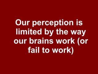 Our perception is limited by the way our brains work (or fail to work) 