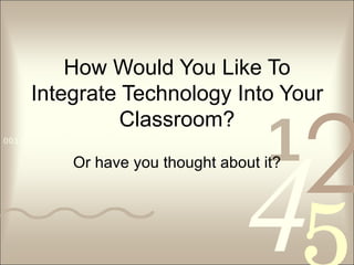 How Would You Like To Integrate Technology Into Your Classroom? Or have you thought about it? 