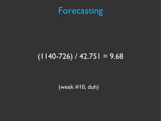 Forecasting (week #10, duh) (1140-726) / 42.751 = 9.68 