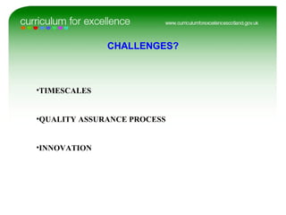 TIMESCALES QUALITY ASSURANCE PROCESS INNOVATION CHALLENGES? 