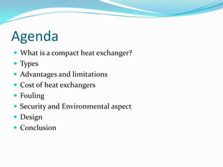 Compact Heat Exchangers | PPTX