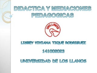 DIDACTICA Y MEDIACIONES PEDAGOGICAS LISBEY VIVIANA TIQUE RODRIGUEZ 141002023 UNIVERSIDAD DE LOS LLANOS 