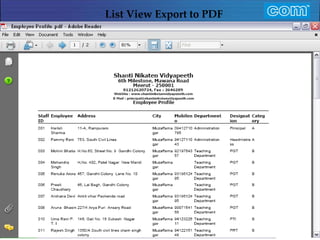 Characteristic of Com Automation  List View Export to PDF 