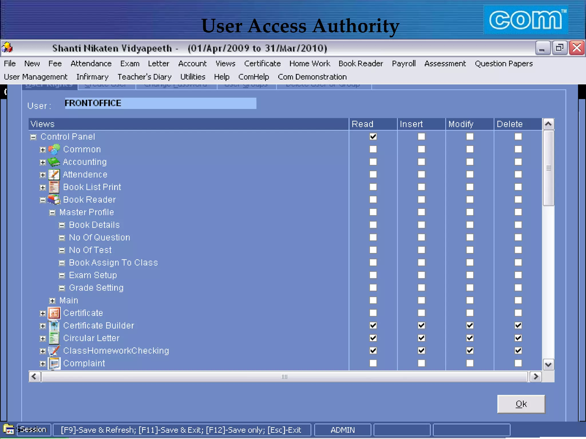 Characteristic of Com Automation  User Access Authority 