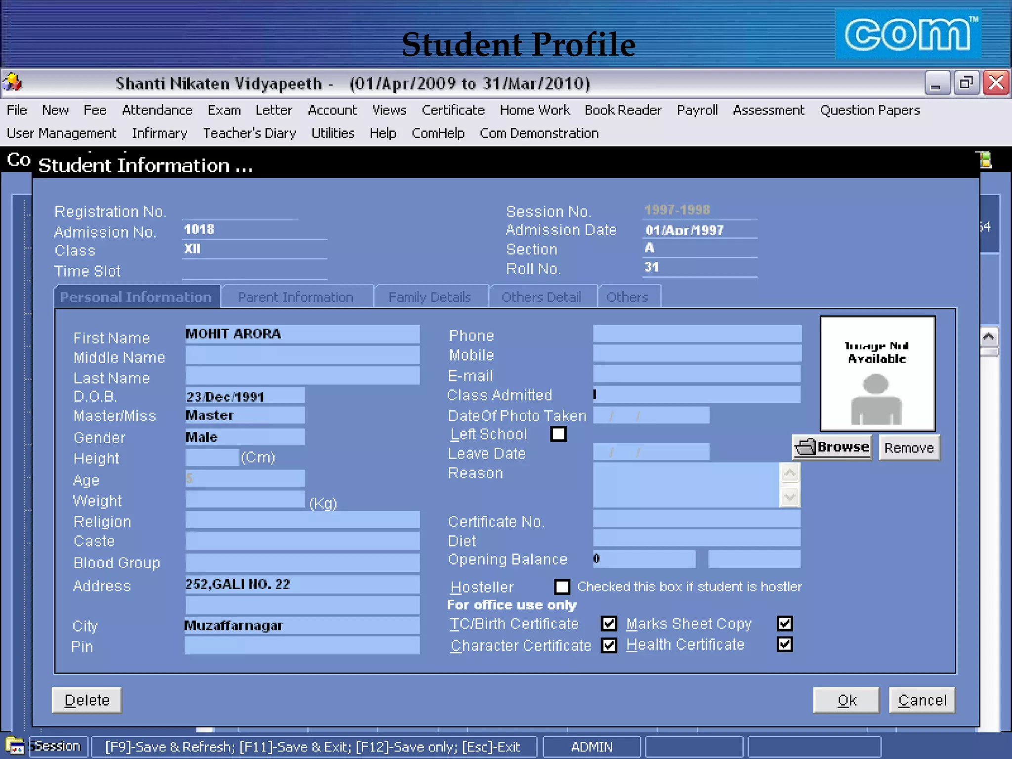 Characteristic of Com Automation  Student Profile 
