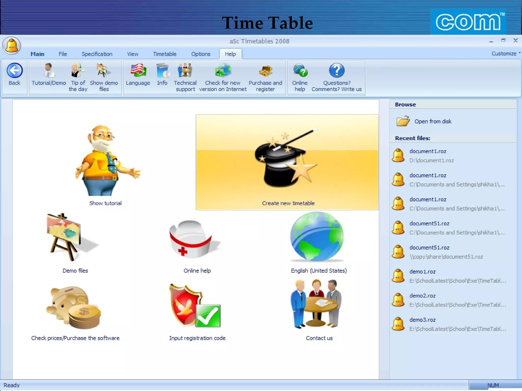Characteristic of Com Automation  Time Table 