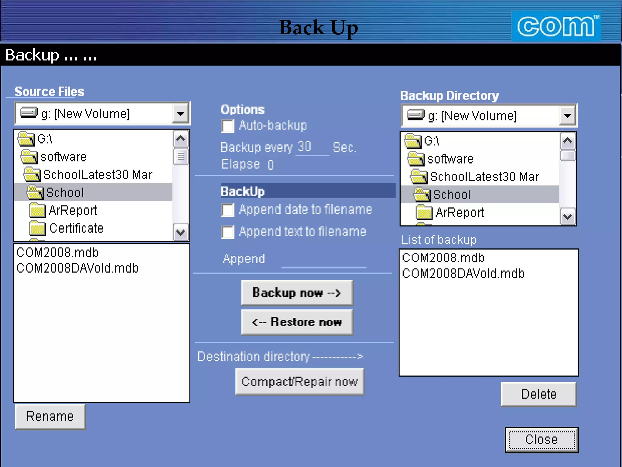 Characteristic of Com Automation  Back Up 