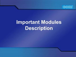 Important Modules Description 