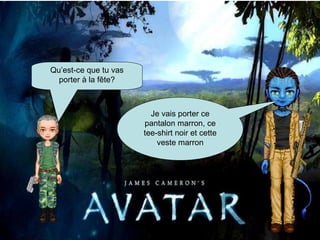 Qu’est-ce que tu vas porter à la fête? Je vais porter ce pantalon marron, ce tee-shirt noir et cette veste marron 