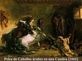 Pelea de Caballos árabes en una Cuadra (1860) 