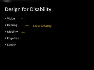  Technical level: not tech savvy, only uses the web to manage some of his household services and financesAttributes uses screen magnifier