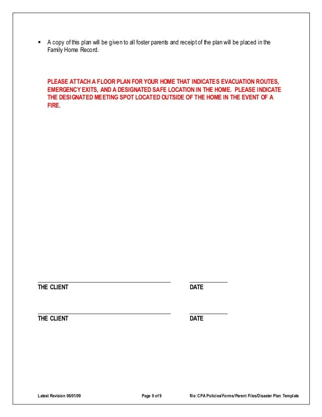 disaster emergency plan template for families