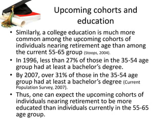 Basic relationshipThis suggests that the overall trend of increased charitable estate planning may have been driven, in large part, by changes in childlessness and education.Such a relationship has important implications for predicting charitable estate planning levels in the future.