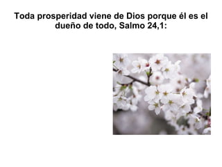 Toda prosperidad viene de Dios porque él es el dueño de todo, Salmo 24,1: 