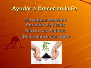 Ayudar a Crecer en la Fe Parroquia Sagrado Corazón de Jesús Barrio Las Palmas 06 de Enero del 2009 