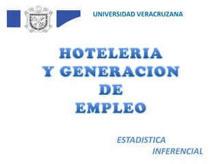 UNIVERSIDAD VERACRUZANA HOTELERIA Y GENERACION DE EMPLEO ESTADISTICA INFERENCIAL 