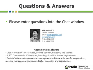 Prepare Request For ProposalUse the event specification to create standard RFPConvention Industry Council supports APEX standard