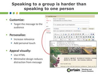 Use multiple invitation sources to drive event attendancePast eventsAssociationsMarketing listsSocial Networks