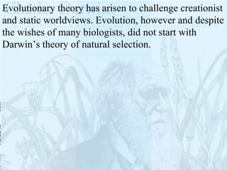 For much of human history, cultures had creation stories that were static, non-evolutionary with the consequent belief that things didn’t evolve, especially the dominant Biblical creationist view that begins with Eden, the world’s first protected area. 