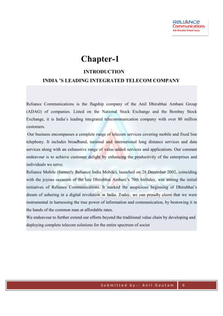Intro About Ril project on reliance communication anil gautam | PDF