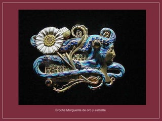 Broche Marguerite de oro y esmalte  