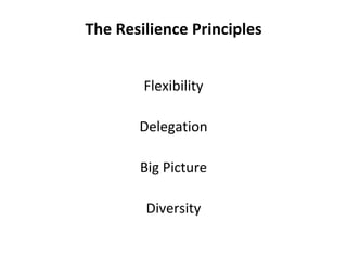 The Resilience Principles Flexibility Delegation Big Picture Diversity 