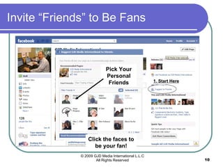Invite “Friends” to Be Fans 1. Start Here Click the faces to be your fan! Pick Your Personal Friends 