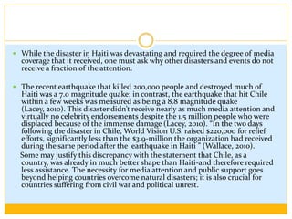 Check out some of these linksYoung Artists for Haiti- Wavin’ Flaghttp://www.youtube.com/watch?v=nB7L1BIDELcHope for Haiti Now Highlightshttp://www.youtube.com/watch?v=9pFSe2ALUNUBono & Rihanna performing at “Hope for Haiti Now”.