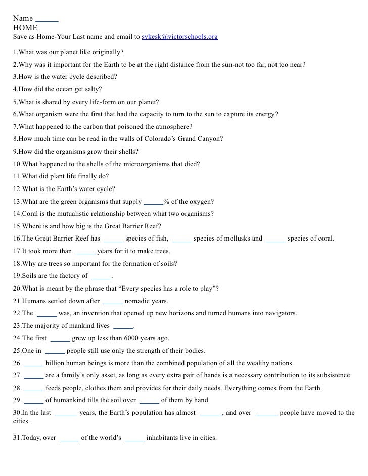 Planet Earth Freshwater Worksheet - Ivuyteq