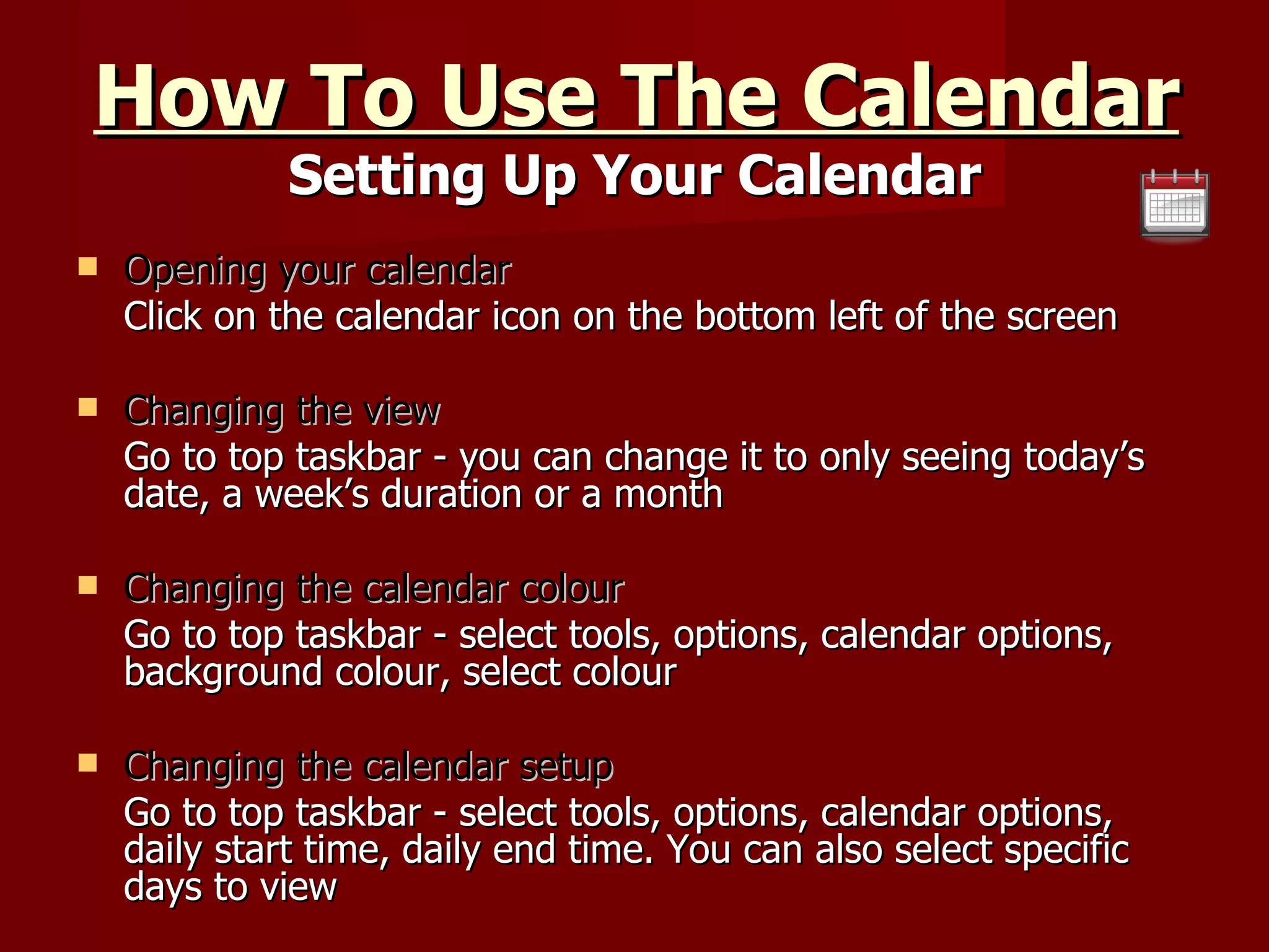 Outlook Calendars for Beginners PPT Free Download