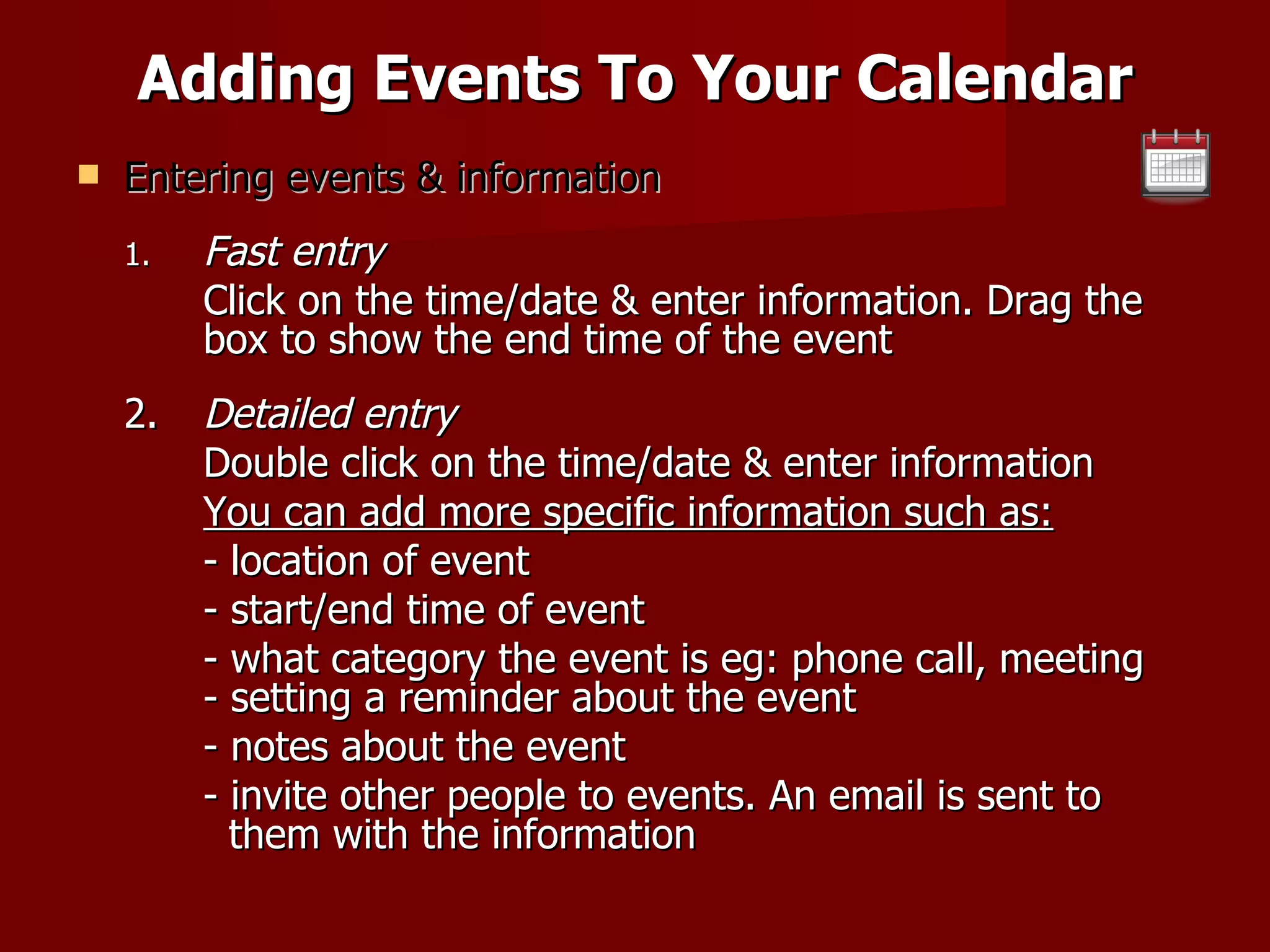 Outlook Calendars for Beginners PPT